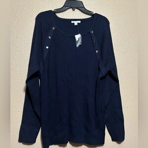 Cato Dark Blue Ribbed Knit Top
